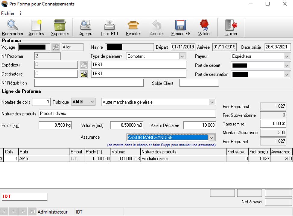 Chemin vers proforma
