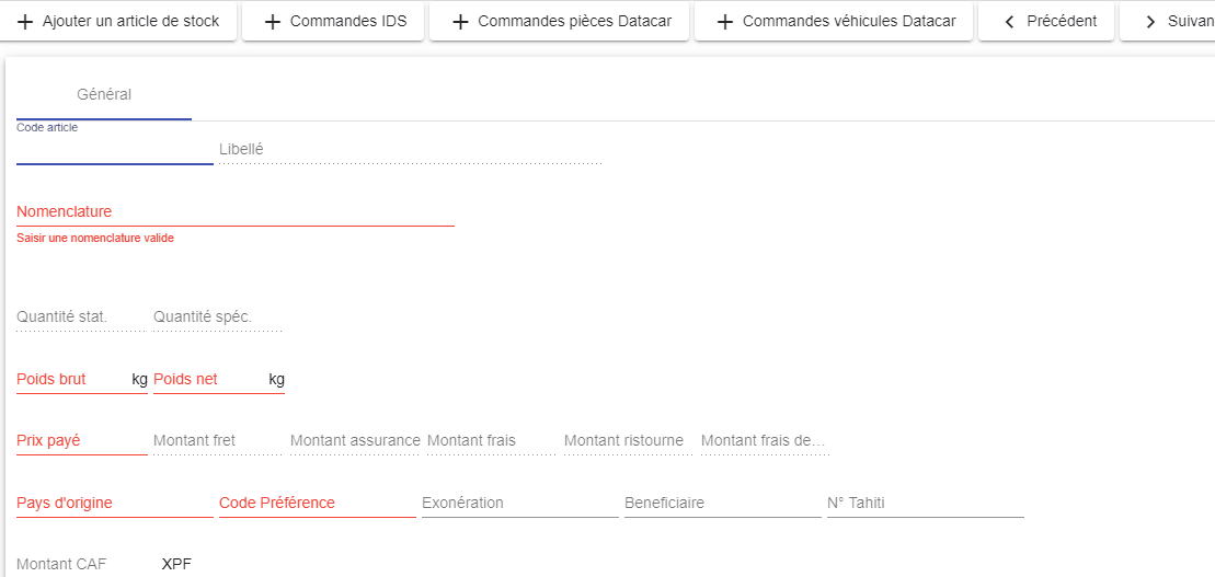 Naviguer entre les différents inputs d'un article